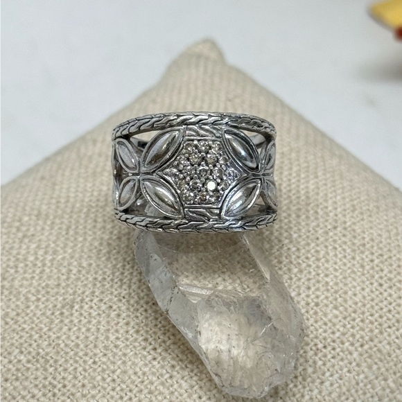 John Hardy Diamond Kawung Wide Band Ring .925 - Picture 9 of 9